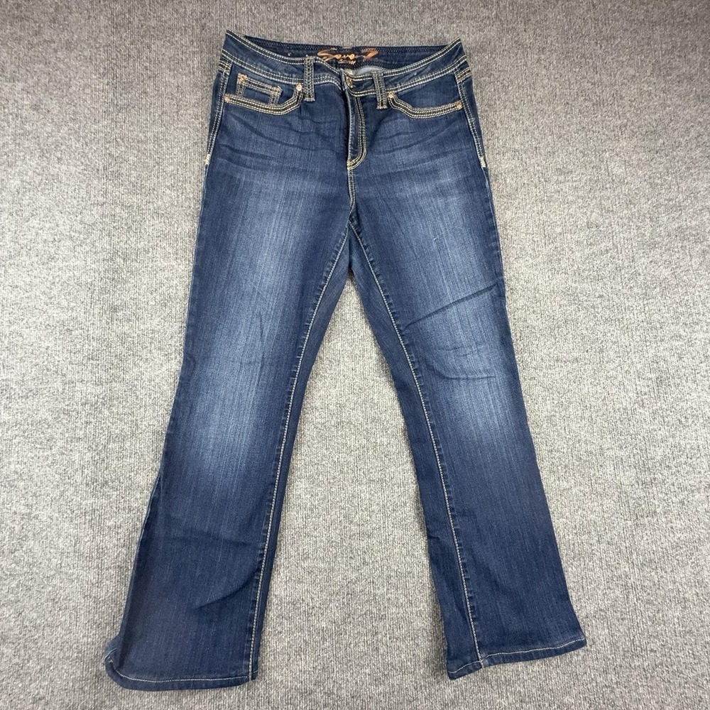 Seven7 Jeans Womens 12 Medium Wash Blue Mid Rise Slim Boot Stretch Denim Pants